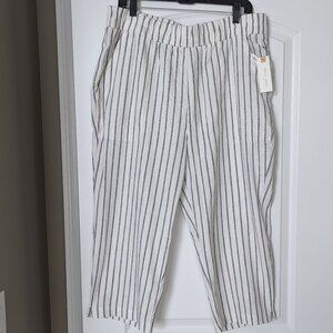 land 'n sea black & white linen/rayon capri dress pants, large